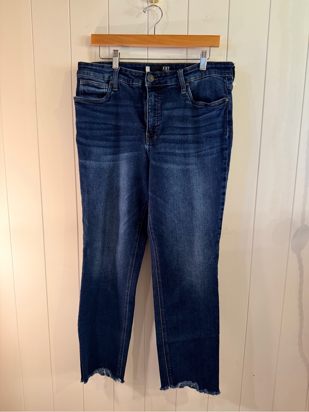 KUT from the Kloth Rachael High Rise Raw Hem Jeans — Size 14